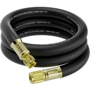 HV1-3/8" HVAC Vacuum Hose (6 FT), 3/8" to 1/4" SAE Fittings, 800 Psi Working/4000 Psi Burst Pressure, Vacuum Certified High-Flow Hose Compatible with Most Refrigeration & Air Conditioning Equipment