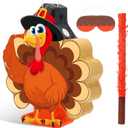 Fall Thanksgiving Piata Large Thanksgiving Piata with Blindfold Bat and Confetti for Autumn Harvest Birthday Party Gifts Supplies Holiday Decor(Turkey)