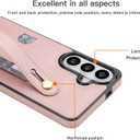 for Samsung Galaxy S26 Case with Card Holder & Wrist Strap, PU Leather Shockproof Crossbody Cover with Adjustable Shoulder Lanyard & Wristband & Kickstand for Galaxy S26 XK-Pink