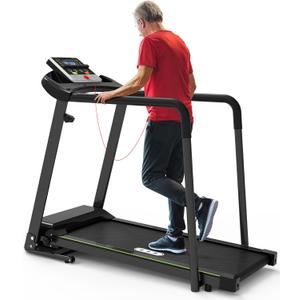 Redliro Walking Treadmill with Long Handrail for Balance, Recovery Fitness Exercise Machine Foldable for Home use with Holder for Phone & Cup,LCD Display, 300 lbs Capacity