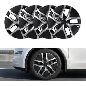 BASENOR Wheel Covers 19 inch for Tesla Model Y Juniper Hubcap, (Proprietary & Aerodynamic Design) Replacement Hub Caps Rim Protector Compatible with Model Y Accessories 2025 2026, Black & Sliver