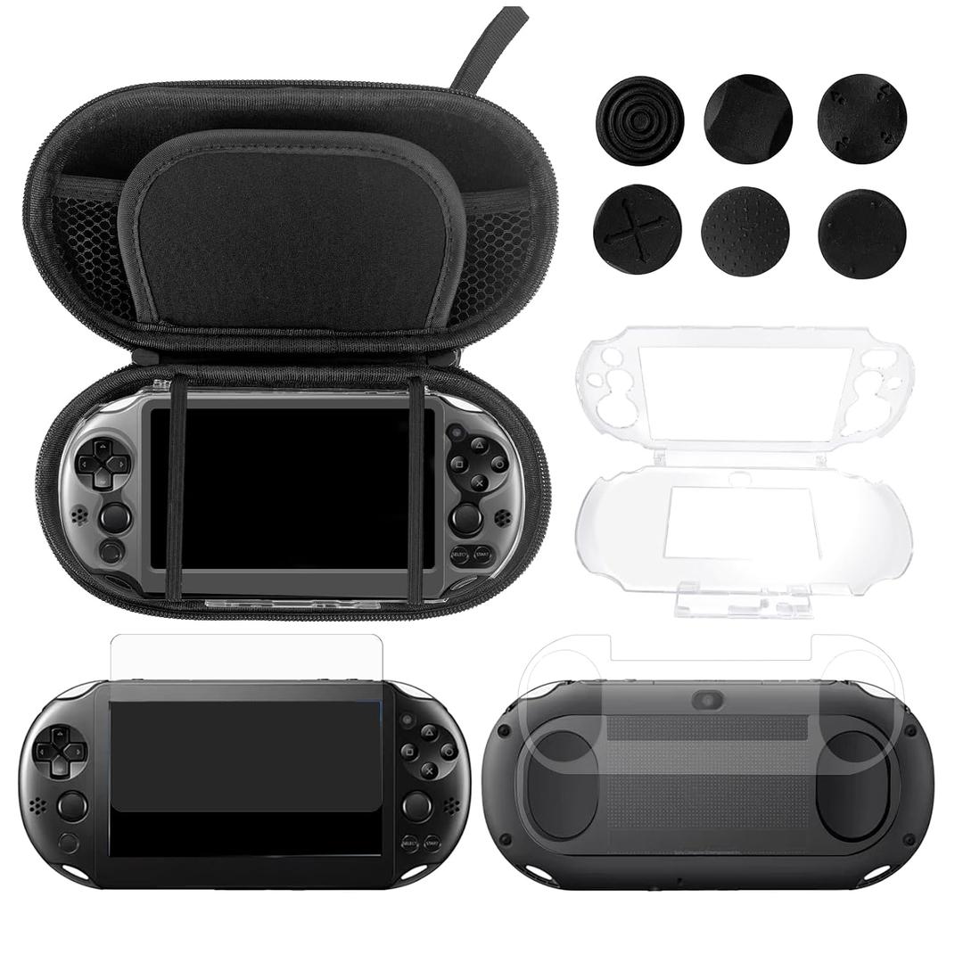 JDGPOKOO 10 in 1 Accessories Kit for PS Vita 2000, Carrying Case for PSV 2000, Protective Case, Front and Back Screen Protectors, and 6Pcs Thumb Grip Caps, for PlayStation Vita 2000/PS Vita Slim ONLY