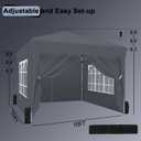10x10 Pop Up Canopy Tent with Sidewalls x 4 – Easy Setup Canopy Tent, Waterproof, UV-Resistant, Portable with Carry Bag for Outdoor Events, Camping, and Backyard Parties – Dark Gray