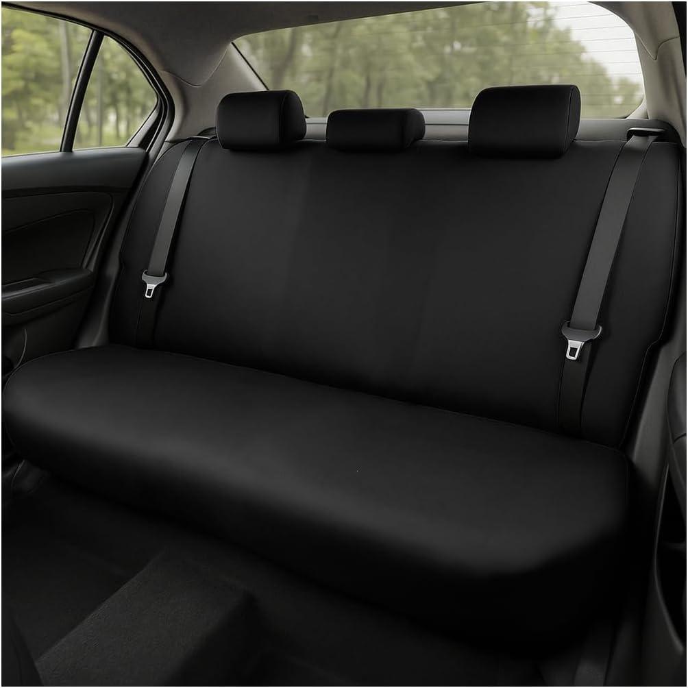 BESULEN Car Back Seat Cover, Dustproof Elastic Cloth Vehicle Rear Seat Bench Protector for Pets Kids, Waterproof Stretch Automobile Interior Accessories, Universal for Sedan Truck SUV (Black)