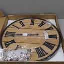 Large Wall Clock 20IN, Silent Metal Wood Style Wall Clocks Battery Operated for Living Room Decor, Farmhouse Big wall Clock, Outdoor