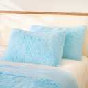 Faux Fur Fluffy Fuzzy Plush Blue Pillow Case Set of 2, Soft Decorative Pillow Covers for Bed, Bedroom, Living Room, Zipper Closure, Standard Size (20"x26", Blue)