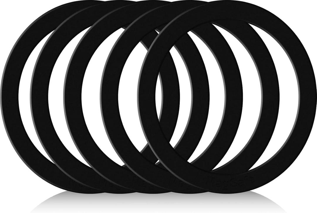 Universal MagSafe Ring, 5 PCS Metal Sticker Magnetic Adapter Ring Compatible with Magsafe Accessories & Wireless Charging for iPhone 16/15/14/13/12 Pro Max Mini, Galaxy S25/S24/S23 (Black)