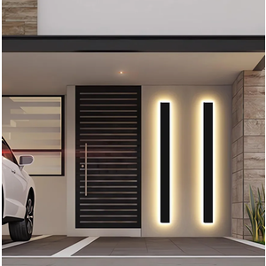 2psc 47in Outdoor Wall Lights, Long Linear Wall Light, Black LED Exterior Light Fixtures Wall Mount, Dimmable Modern Outdoor Lights, Outside Lights for House Corridor Front Door(4.33in Width)