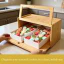 Bamboo Bread Box with Sliding Lid Large Bread Box with Transparent Window Bread Holder for Kitchen Countertops Bamboo Bread Storage Container