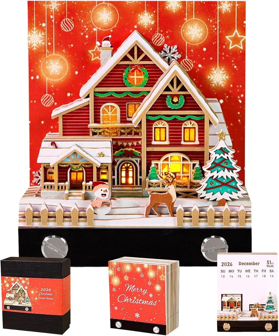 2026 Time Piece Calendar 3D Castle Desk Calendar Memo Pad Paper Tear Away Carving Art Notepad Gift for Housewarming Office Desktop Decoration