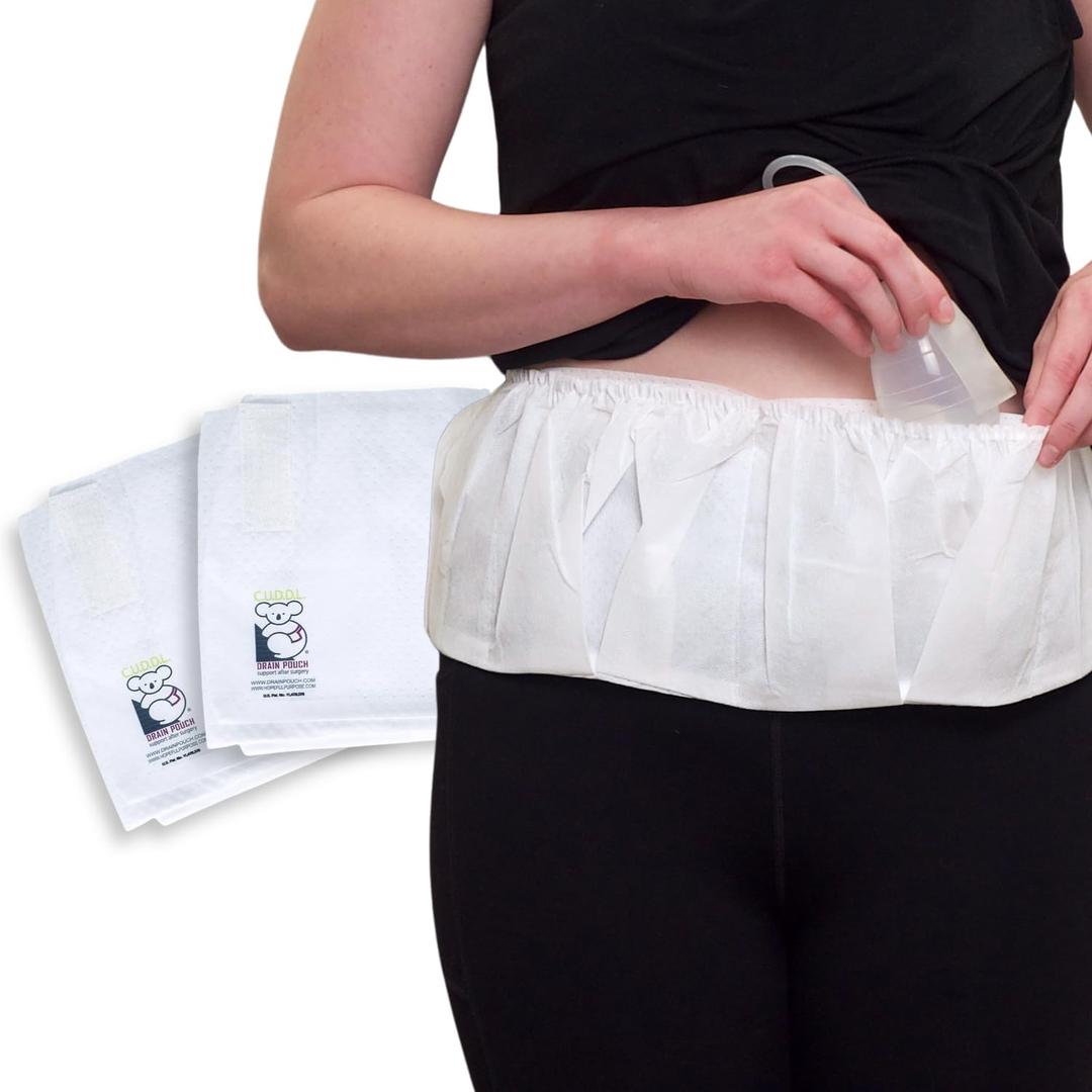 Mastectomy Drain Holder Belt 2-Pack Holds Up to 8 JP Drains Post Breast, Heart & Abdominal Surgery Recovery Essential Comfortable Surgical Drain Organizer Mastectomy Recovery Supplies