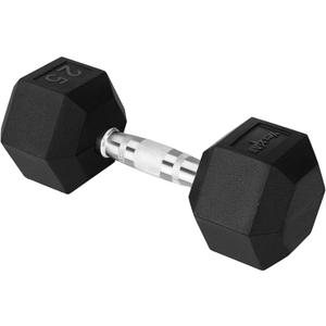 Chrome Grip Encased Hex Dumbbells – Hand Weights With Anti-Slip 25 LBS Single
