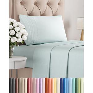 Twin XL Size 3 Piece Sheet Set - Comfy Breathable & Cooling Bed Sheets Set - Hotel Luxury Bedding for Women, Men, Kids, Teens, Boys & Girls - Deep Pockets, Soft and Wrinkle Free - Oeko-Tex - Ice Blue