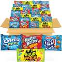 OREO Mini Cookies, CHIPS AHOY! Mini Cookies, SOUR PATCH KIDS Candy & Nutter Butter Bites & Candy Variety Pack, 32 Snack Packs, bbd: 06/25/2026