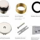 Hidrop Tub Drain Tip Toe Bathtub Drain Conversion Kit Assembly, Brushed Nickel Replacement Bath Drain Trim Kit with Single Hole Overflow Faceplate and Universal Fine/Coarse Thread Assembly