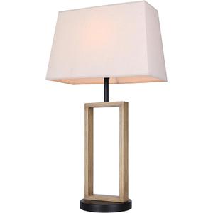 Canarm Burke 1 Light Table Lamp with Matte Black and Brushed Brown Finish and Natural Cream Shade