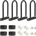 Bike U Lock, 4 Pack Bike Locks Anti Theft, Bicycle U-Locks with Keys and Mounting Bracket for Road, Mountain, and Electric Bikes.