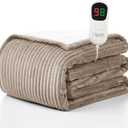 Homemate Electric Heated Blanket Twin Size - 62"x84" Heating Blanket Twin Size 1/2/4/6/8 Hours Auto-Off 10 Heat Level Over-Heat Protection Soft Flannel Sherpa ETL Certification