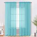 OVZME Sheer Curtains 84 Inches Long 2 Panels Set, Light Filtering Transparent Lightweight Soft Window Treatment Panels for Study Room Living Room Guest Room, Each 42W x 84L Inches, Aqua