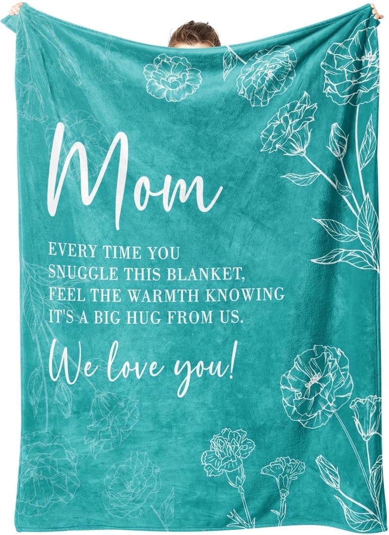 GiltGlimmer Gifts for Mom Mothers Day, Mom Birthday Gifts Blanket, Moms Gift for Women from Daughter Son, We Love You Present for Mother Mommy Christmas 60" x 50", Teal