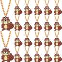 24 Pack Beaver Necklace Party Favors for Wild Animal Themed Baby Shower, Birthday Party Goodie Bag Fillers，School Carnival Rewards, Photography Props, Home Decorations, Classroom Prize