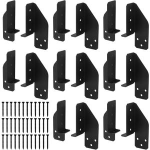 8 Pairs Black Split Joist Hanger, 14 Gauge Face Mount Joist Hanger Heavy Duty Carbon Steel Split Joist Brackets for 2"x4",2"x6", 4"x4" Wood Beam