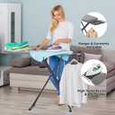 Ironing Board with Iron Rest, 7 Adjustable Heights, 43" 13" Size Standard Iron Board with 4-Layer Heat Resistant Cover and Pad for Home Apartment Laundry, Gray