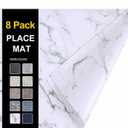 homing Faux Leather Heat Resistant Placemats 8 Packs, Waterproof Wipeable Dining PU Place Mats for Indoor & Outdoor, Easy to Clean, Marble