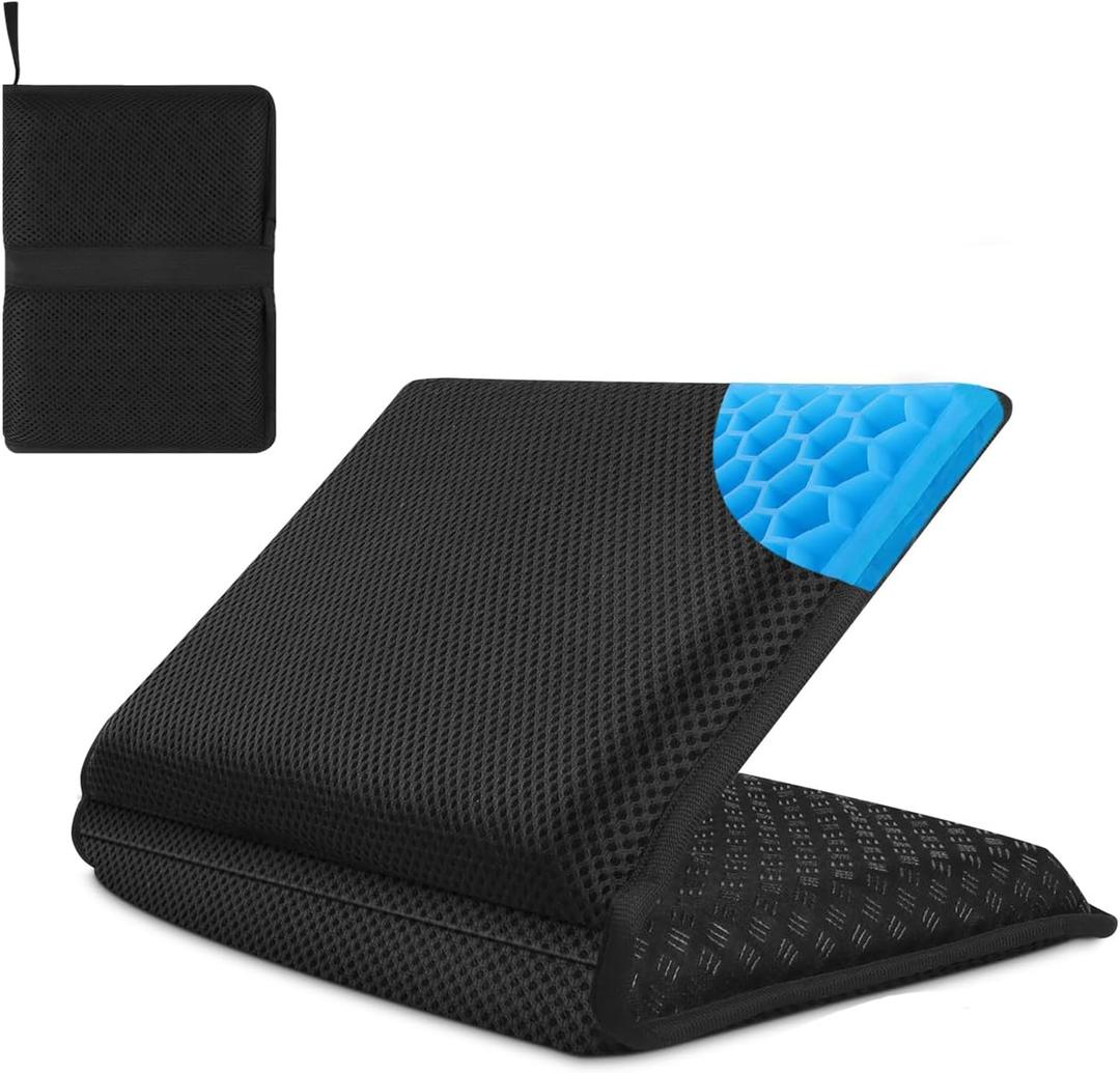 SUNCARACCL Portable Gel Seat Cushion, Travel Cushion for Airplane, Comfort Chair Cushions for Pressure Relief, Breathable Gel Pad for Long Sitting on Stadium Bleachers, Car Seat, Hard Surface Chair
