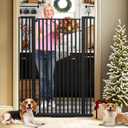 SHYUJAJIE 55 Inch Extra Tall Pet Gate for Cats,29.92"-43" Adjustable Wide Dog Gates,Pressure Mounted Walk Through Tall Pets Gate for Doorways,Hallway,Stairs(Black)