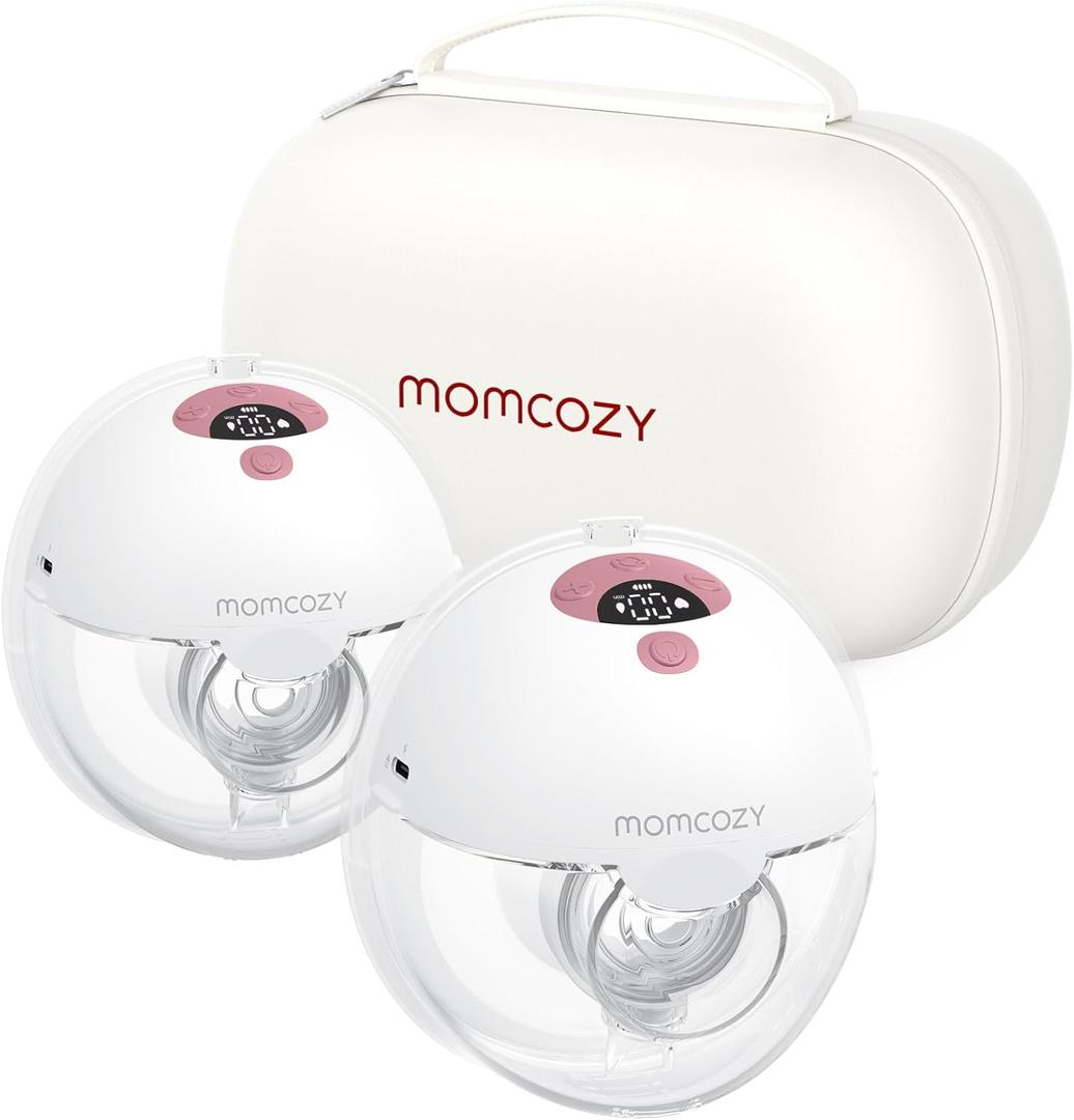 Momcozy Breast Pump Hands Free M5, Wearable Breast Pump of Baby Mouth Double-Sealed Flange with 3 Modes & 9 Levels, Electric Breast Pump Portable - 24mm, 2 Pack Cozy Red