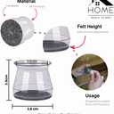 32 pc - Chair Leg Floor Protectors - Transparent Silicone Rubber Chair or Table Furniture Leg Bottom Protector - Small Foot Covers and Caps for Round or Square Furniture Bottoms