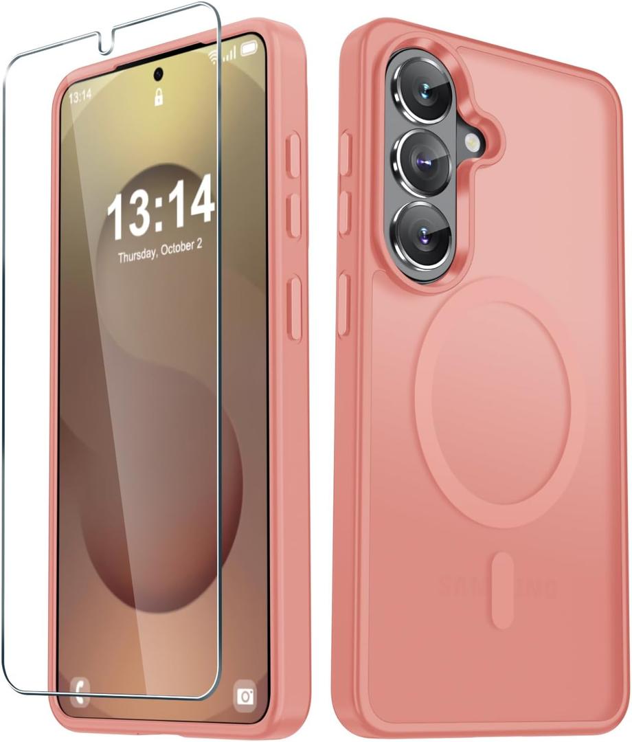 2 x YENAPOON for Samsung Galaxy S26+ Plus Case, Matte Magnetic Cover, Pink
