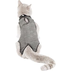 Kitten Onesies,Cat Recovery Suit for Abdominal Wounds or Skin Diseases,After Surgery Wear Anti Licking Wounds,Breathable E-Collar Alternative for Cat Grey M