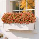 Artificial Mums for Outdoor Fall Decor Fall Flowers, 12 Bundles Fake Mums Artificial Flowers Fall Decorations for Home, Fake Plants for Outdoor Planters UV Resistant for Porch Yard Outside (Orange)