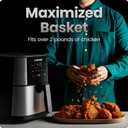 Chefman Air Fryer 6 Qt | TurboFry® 5-in-1 with 450°F Hi-Fry Option for Crispier Results | Bake, Dehydrate, Frozen | XL Nonstick Dishwasher-Safe Basket | Stainless Steel, 6 quarts