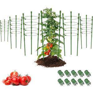 Legigo 6 Pack 36 Inch Plant Support Cages Tomato Cage for Garden- Plant Cages Adjustable Rings, Tomato Plant Support Stakes Trellis for Pots, Peppers, Cucumbers and Flowers with 10 Plant Clips