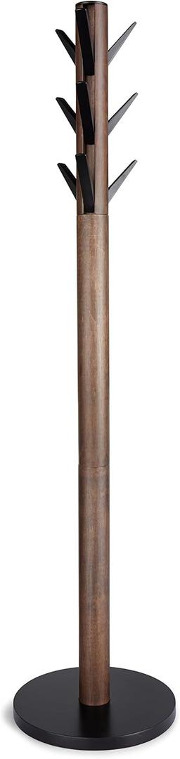 Umbra Flapper Coat Rack, Clothing Hanger, Umbrella Holder, and Hat Organizer, Great for Entryway, Black/Walnut (320361-048)