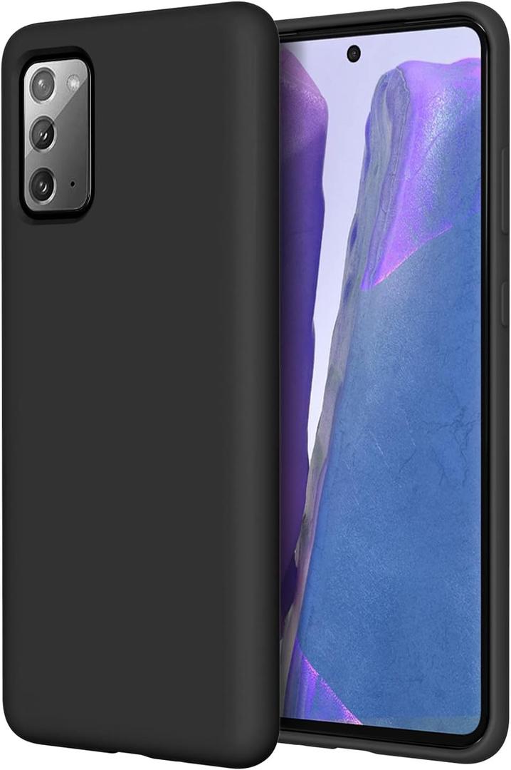 Compatible with Galaxy Note 20 Case Liquid Silicone Case Gel Rubber Bumper Slim Fit Phone Case for Samsung Galaxy Note 20 5G 2020, Black