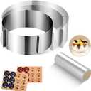 Cake Rings Mousse Mold Acetate Cake Collar Set - Adjustable 6 to12 Inches Stainless Steel Baking Rings Round Cake Molds with 5.5 x 394 Inch Clear Cake Acetate Sheet Rolls for Baking Pastry, Cake Decor