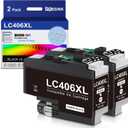 LC406XL Black Ink Cartridges - XL High Yield Compatible for Brother LC406BK LC406XLBK LC406 Black Ink Work with MFC-J4345DW MFC-J4535DW MFC-J5855DW MFC-J5955DW MFC-J6555DW Printer (2-Pack)