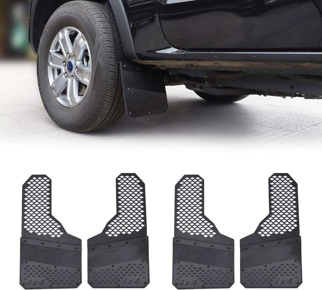 Heavy Duty Mud Flaps All Weather Resistant Splash Guards Compatible with Universal Trucks SUVs Vans Off-Road and Daily Use (Black,Front&Rear,4PCS)