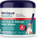Vetnique Dermabliss 3-in-1 Anti Itch Wipes for Dogs & Cats, Allergy Relief