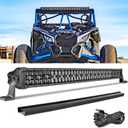 40 Inch LED Light Bar Triple Row, 475W Spot Flood Combo LED Off Road Driving Work Light with DT Wiring Harness and Black Cover, fits for Truck UTV Ranger RZR Wrangler Bronco KRX 1000 SUV