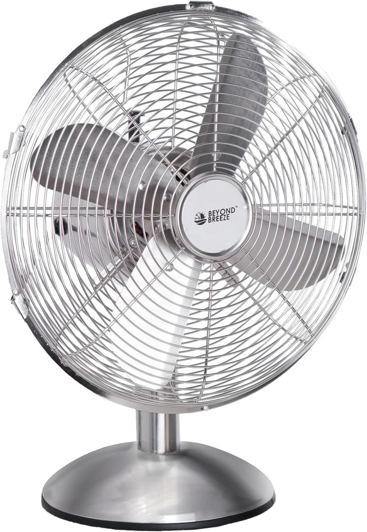 12 Inch All Metal Retro Oscillating Table Fan, Desk Fan with 3-Speed Adjustable and 80 Wide Oscillation, Ideal for Bedroom, Office and Kitchen