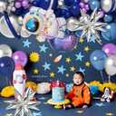 Amandir139pcs Space Balloon Garland Arch Kit Outer Space Birthday Decorations with Blue Purple Silver Galaxy Astronaut Foil Balloons for Boys Kids Themed Birthday Party Decoration Supplies