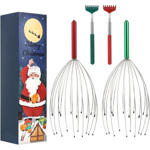 20 Fingers Scalp Massager, Head Scratcher Back Massage for Body Stress Relax, Stocking Stuffers for Men Women Adults, with Christmas Gift Box