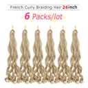 WIPPORYA Blonde French Curl Braiding Hair 24 Inch Soft Braiding Hair Pre Stretched Loose Wave Bouncy 100g/pack Yaki Hair for Black Women Hair Extensions for Braids(#24 24 Inch)