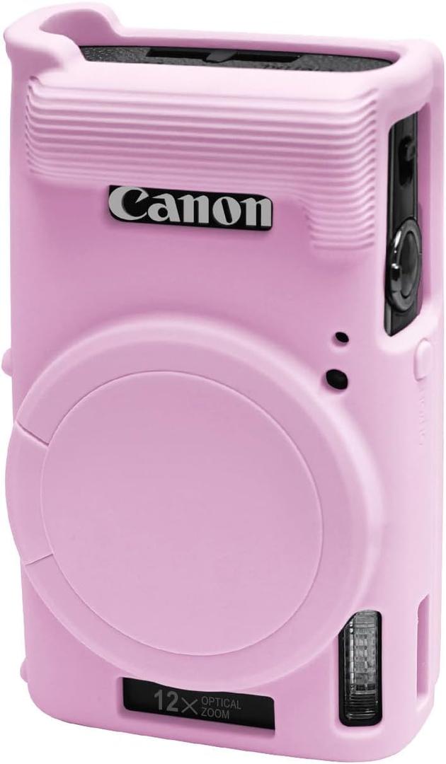 Easy Hood Case for Canon PowerShot IXY 650/ELPH 360 Camera, Soft Silicone Camera Cover with Removable Lens Cap, Slim Fit Anti-Scratch Carrying Protective Case Camera Body Skin Sleeve(Pink)