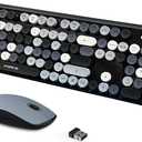 FOPETT 2.4GHz Wireless Keyboard and Mouse Set with Switch Button - Full-Size Keyboard - Compatible for Windows/Laptop/PC/Notebook/Smart TV and More - Grey Colorful